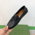 Gucci Mens Drive Loafers in Black Leather with Cut-out Interlocking G