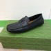 Gucci Mens Drive Loafers in Black Leather with Cut-out Interlocking G