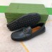 Gucci Mens Drive Loafers in Black Leather with Cut-out Interlocking G