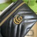 Gucci GG Marmont Mini Beauty Case in Black Chevron Leather