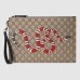 Gucci Portfolio Pouch in Beige GG Supreme with Kingsnake Print