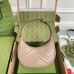 Gucci GG Marmont Half-moon Mini Bag in Nude Chevron Leather