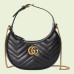 Gucci GG Marmont Half-moon Mini Bag in Black Chevron Leather