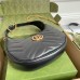 Gucci GG Marmont Half-moon Mini Bag in Black Chevron Leather