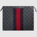 Gucci Portfolio Pouch in Black GG Supreme Canvas with Web