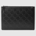 Gucci Portfolio Pouch in Black GG Embossed Perforated Leather
