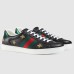 Gucci Mens Ace Sneakers in Black Leather with Bee and Star