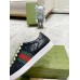 Gucci Mens Ace Sneakers in Black Signature Leather with Web