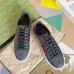 Gucci Mens Ace Sneakers in Black GG Supreme Canvas with Web