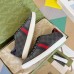 Gucci Mens Ace Sneakers in Black GG Supreme Canvas with Web