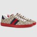 Gucci Mens Ace Sneakers in Beige GG Supreme Canvas with Web