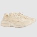 Gucci Mens Rhyton Sneakers in Ivory Distressed Leather