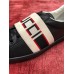 Gucci Mens Elastic Stripe Sneakers in Black Leather
