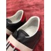 Gucci Mens Elastic Stripe Sneakers in Black Leather
