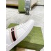 Gucci Mens Elastic Stripe Sneakers in White Leather