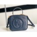 Gucci Blondie Mini Top Handle Bag in Navy Blue Leather