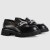 Gucci Womens Lug Sole Horsebit Loafers in Black Leather