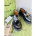 Gucci Womens Lug Sole Horsebit Loafers in Black Leather