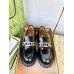 Gucci Womens Lug Sole Horsebit Loafers in Black Leather