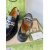 Gucci Womens Lug Sole Horsebit Loafers in Black Leather