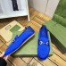 Gucci Womens Horsebit Loafers in Blue Satin with Crystals