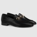 Gucci Womens Jordaan Loafers in Black Leather with Crystals