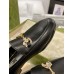 Gucci Womens Jordaan Loafers in Black Leather with Crystals