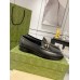 Gucci Womens Jordaan Loafers in Black Leather with Crystals