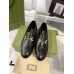 Gucci Womens Jordaan Loafers in Black Leather with Crystals