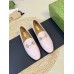 Gucci Womens Jordaan Loafers in Pink Leather with Crystals