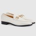 Gucci Womens Jordaan Loafers in White Leather with Crystals