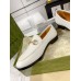 Gucci Womens Jordaan Loafers in White Leather with Crystals