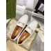 Gucci Womens Jordaan Loafers in White Leather with Crystals