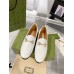 Gucci Womens Jordaan Loafers in White Leather with Crystals