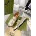 Gucci Womens Jordaan Loafers in Gold Metallic Leather with Crystals