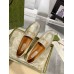 Gucci Womens Jordaan Loafers in Gold Metallic Leather with Crystals