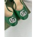 Gucci Platform Pumps in Green Patent Lether with Crystals G