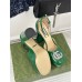Gucci Platform Pumps in Green Patent Lether with Crystals G