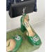 Gucci Platform Pumps in Green Patent Lether with Crystals G