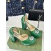 Gucci Platform Pumps in Green Patent Lether with Crystals G