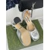 Gucci Platform Pumps in Silver Metallic Lether with Crystals G