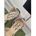 Gucci Platform Pumps in Silver Metallic Lether with Crystals G