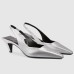 Gucci Slingback Pumps 55mm in Silver Metallic Leather