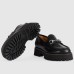 Gucci Womens Horsebit Loafers in Noir Leather with Lug Sole