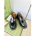 Gucci Womens Horsebit Loafers in Noir Leather with Lug Sole