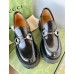 Gucci Womens Horsebit Loafers in Noir Leather with Lug Sole
