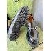 Gucci Womens Horsebit Loafers in Noir Leather with Lug Sole