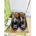 Gucci Womens Horsebit Loafers in Noir Leather with Lug Sole