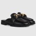 Gucci Womens Loafer Slippers in Black Leather with Horsebit