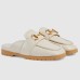 Gucci Womens Loafer Slippers in White Leather with Horsebit